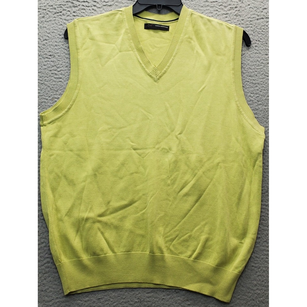 Greg Norman Sweater Vest Mens Medium Green‎ Golf Performance Sleeveless V-Neck